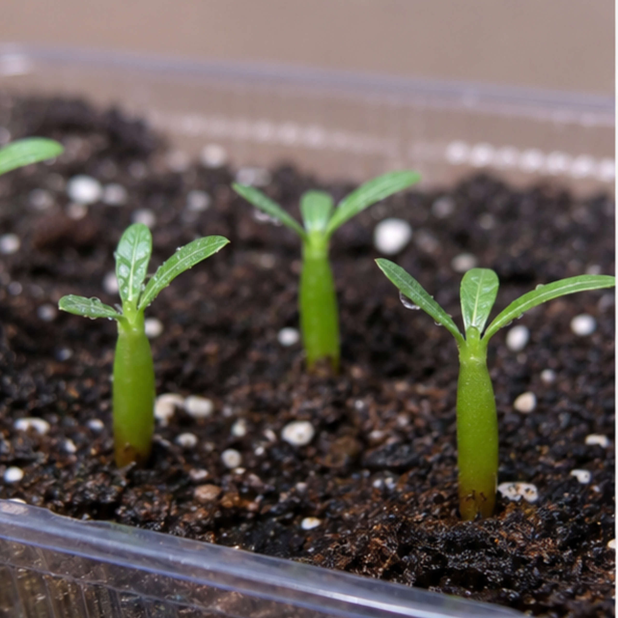 młode siewki pachypodium